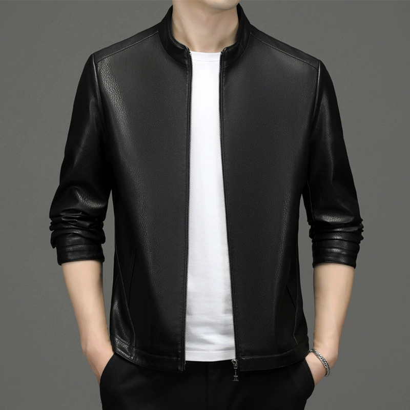 Демисезонное полиуретановое длинное теплое пальто, slim fit, средняя длина, корейский стиль
