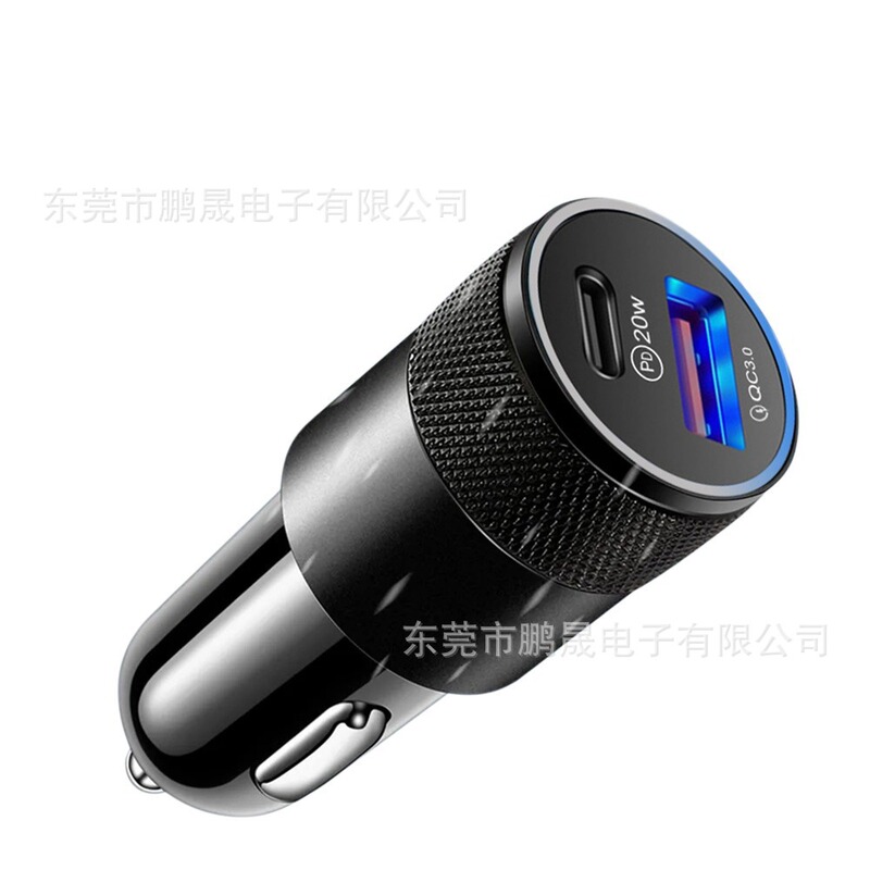小型鋼砲PD38W車充電PD QC3.0車載充電器超速充双口フラッシュ充電一牽引二車充電|undefined