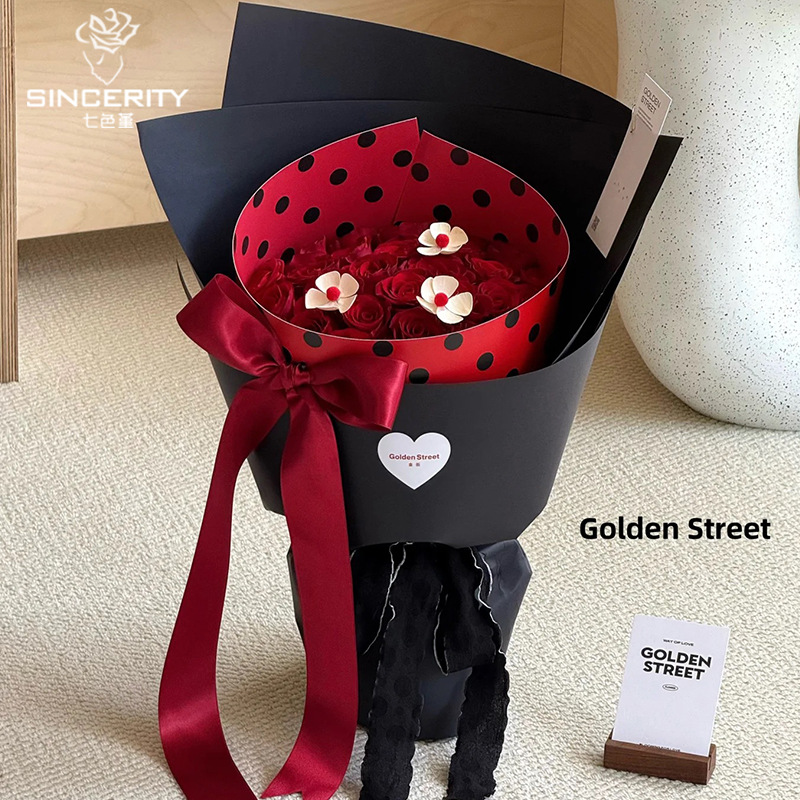 Día de la madre de siete colores, 520 vals, película estereotipada, película de forma de punto de onda redonda roja, flor floral, bolsa DIY