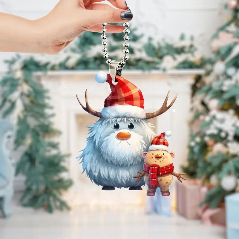 Navidad 2D lindos alces nuevos colgantes transfronterizos acrílicos planos colgantes de automóviles llaveros colgantes