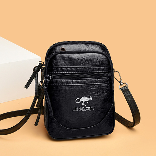 Crossbody bag new PU soft leather texture shoulder bag simple mother bag casual small square bag mobile phone bag coin purse