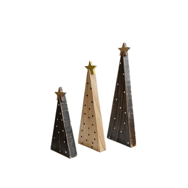 木制圣诞树带星星装饰摆件marry Christmas圣诞装饰家居派对装饰|undefined