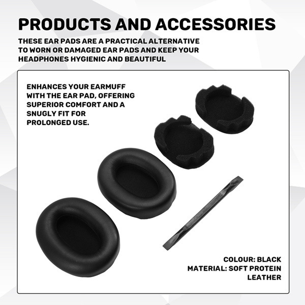 1 Pair Color: Black Material: Soft Protein Leather Suitable for Sony Mdr-1000X Wh-1000Xm2 1 Pair Color: Black Material: Soft Protein Leather Suitable for Sony Mdr-1000X Wh-1000Xm2