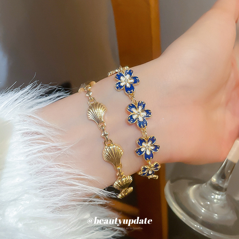 Pulsera de concha de metal transfronteriza pulsera de temperamento retro francés ins estilo frío de nicho joyería de alta calidad al por mayor