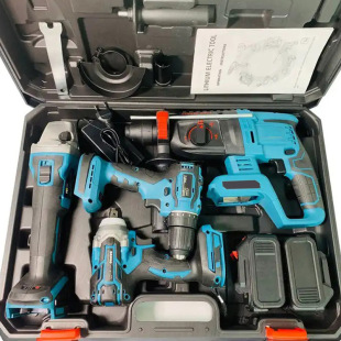 Foreign Trade Power Tool Set Four-Piece High-Power Lithium Battery Tool Set 4-in-1 Brushless Lithium Battery Four-Piece Set