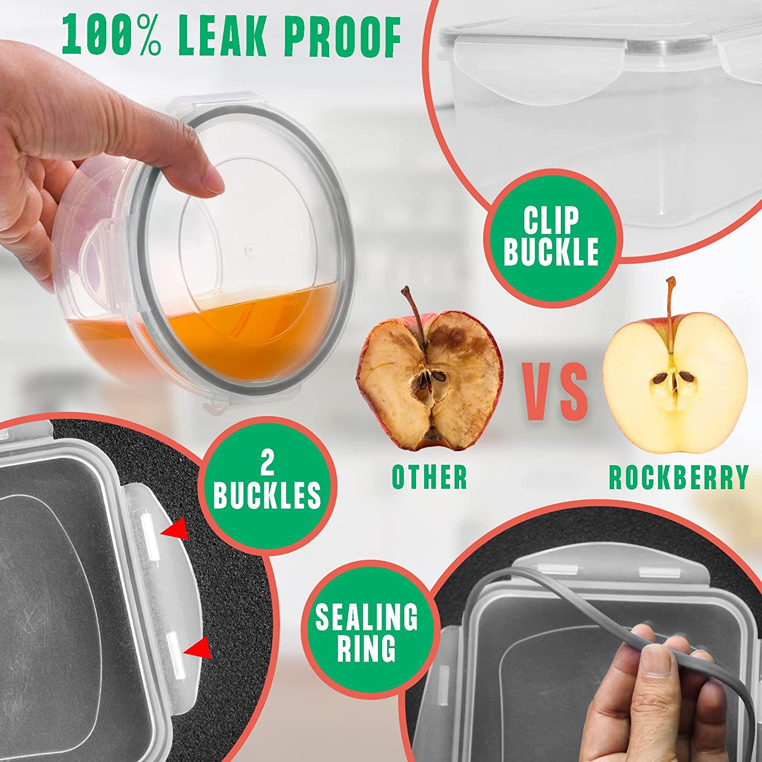 Caja hermética PP grado alimenticio para frigorífico, apta para microondas, almacenamiento de comida congelada, modelo Amazon