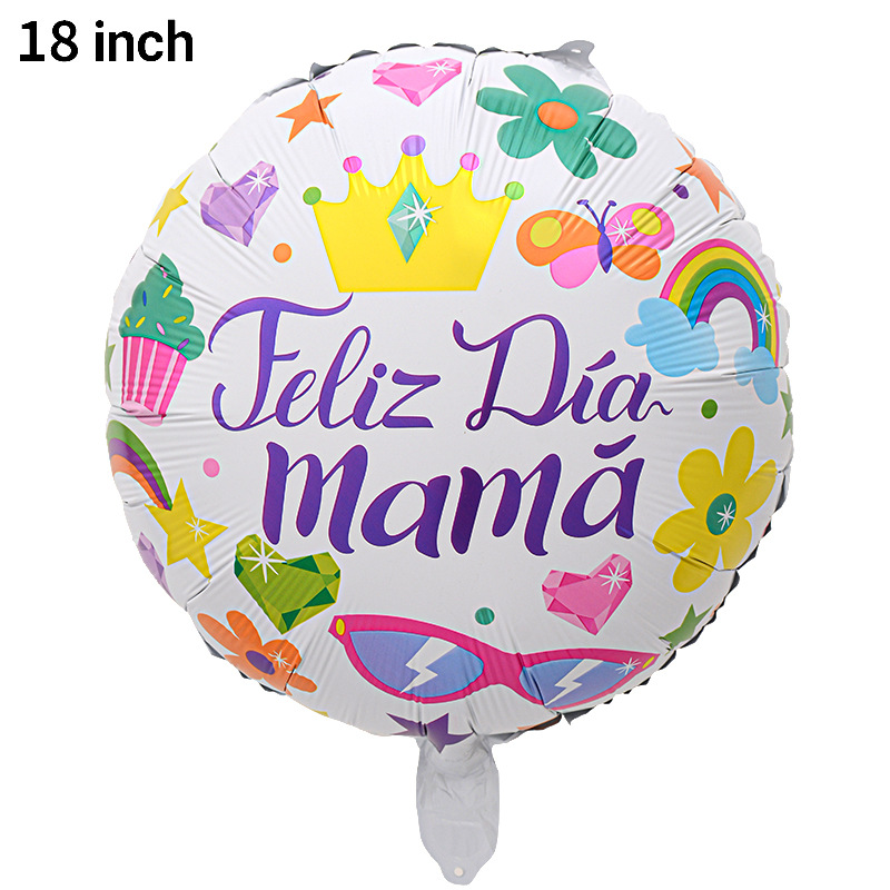 Película de aluminio de globo español en forma de corazón de 18 pulgadas Transfronterizo nuevo Día DE LA Madre occidental atmósfera globo arreglo papel de aluminio