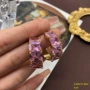 法式复古粉紫色锆石耳圈