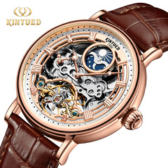 KINYUED fully automatic mechanical watch waterproof men's watch multi-functional mechanical watch double-sided hollow men's watch