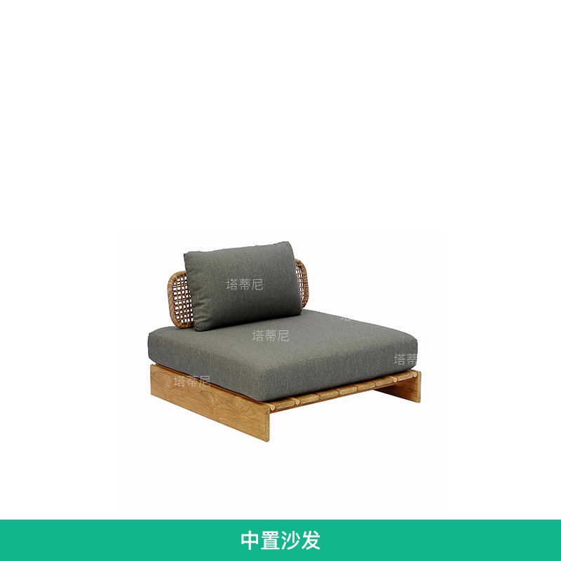 Sofá de ratán para exteriores, muebles impermeables y resistentes al sol para patio, terraza de jardín, conjunto de cama individual de teca para descanso.