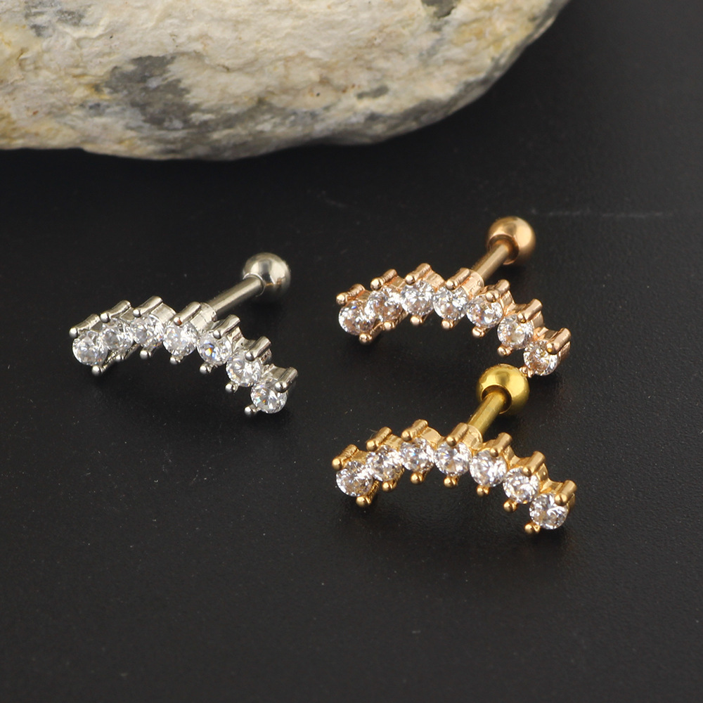 Simple Style Solid Color Stainless Steel Inlay Zircon Ear Studs 1 Piece display picture 4