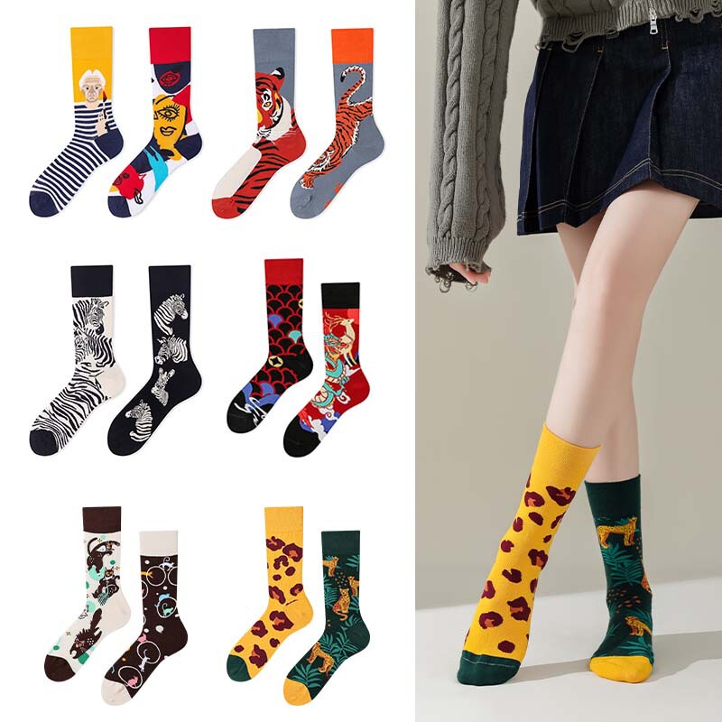 Original Design Men's and Women's Ab Couple Trendy Socks Left and Right Feet Asymmetrical Personalized Trendy Socks American Street Style Trendy Socks Wholesale Original Design Men's and Women's Ab Couple Trendy Socks Left and Right Feet Asymmetrical Personalized Trendy Socks American Street Style Trendy Socks Wholesale