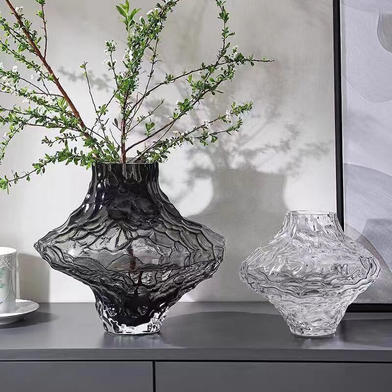 Nordic Valley Glass Vase Denmark Canyon Living Room Transparent Flower Arrangement Water-Cultured Light Luxury High-End Creative Art Ornament Nordic Valley Glass Vase Denmark Canyon Living Room Transparent Flower Arrangement Water-Cultured Light Luxury High-End Creative Art Ornament