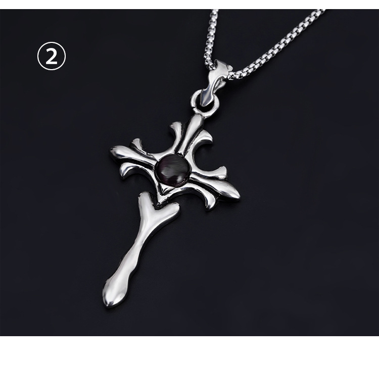 Collana con ciondolo a croce personalizzata in acciaio inossidabile_voghion.com