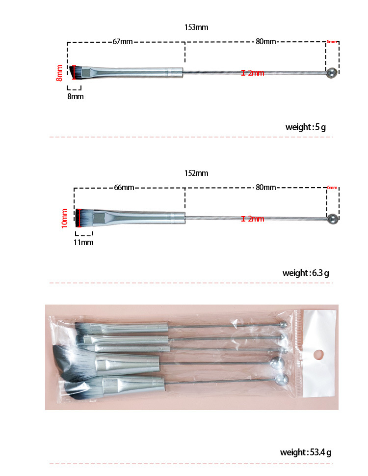 Estilo Simple Plata Fibra Artificial Aluminio Mango Metalico Pinceles De Maquillaje display picture 2