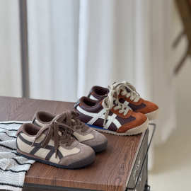 QQO童鞋 2025年秋季新款儿童经典复古阿甘鞋男女童软底真皮运动鞋