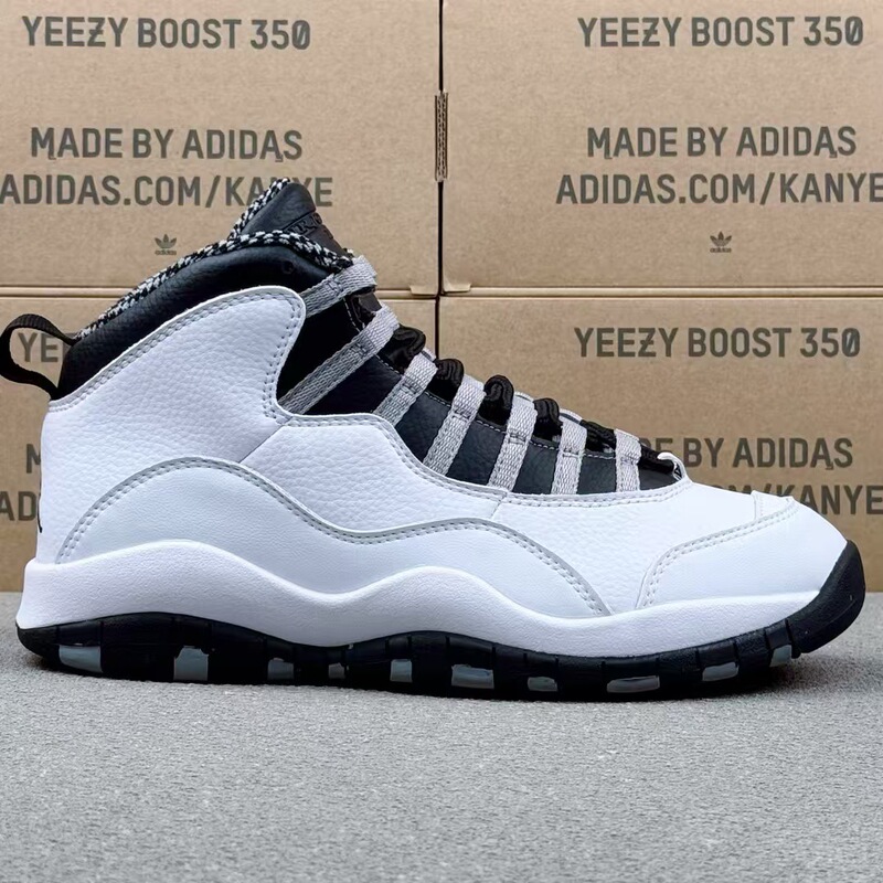 Pure original AJ10 black and white men's shoes, Jordan 10 mid-top basketball shoes, practical retro sneakers, high-end cross-border version