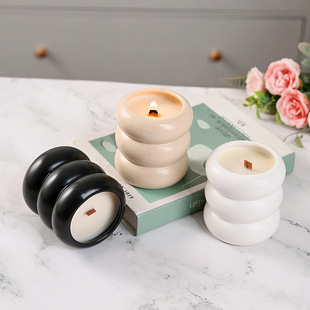 Cross-Border Donut Ceramic Scented Candle Cup Scented Candle Container Empty Cup Candle Holder Home Crafts Ornaments