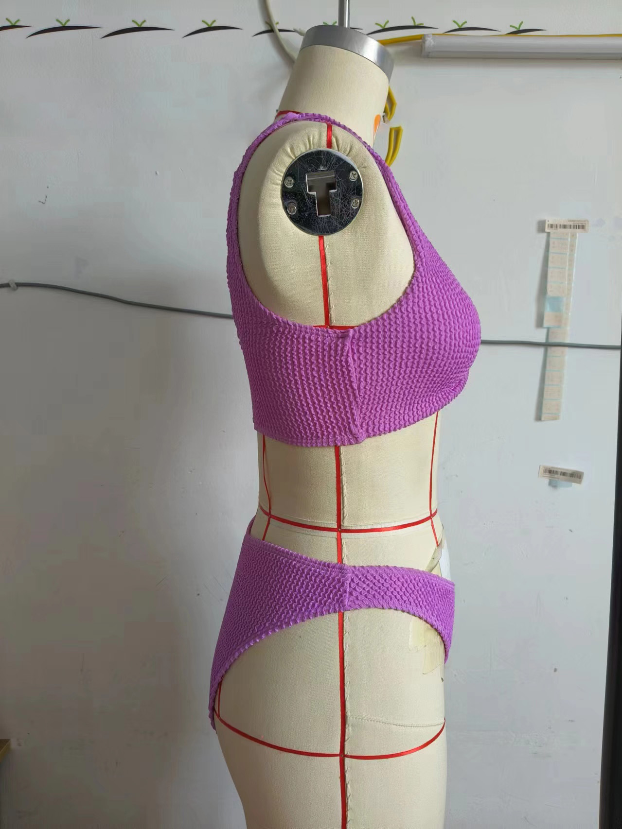 Bikini set dam hög midja med halterneck triangel överdel_voghion.com