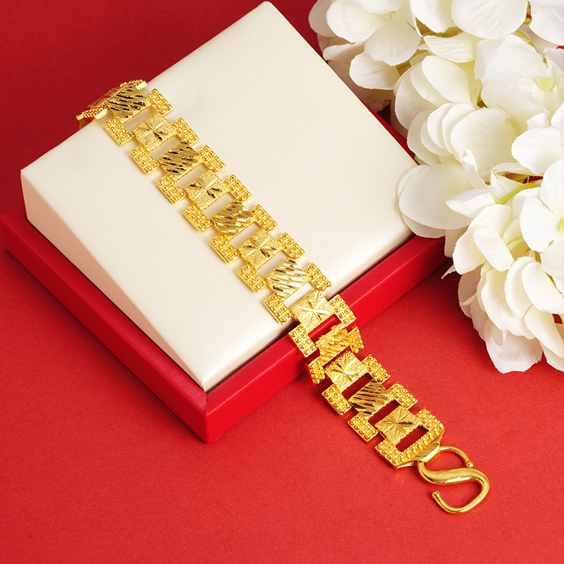 Vietnam arena oro sólido Correa pulsera coche flor estrellada aleación de cobre jefe cadena joyería hombres dominantes transmisión en vivo