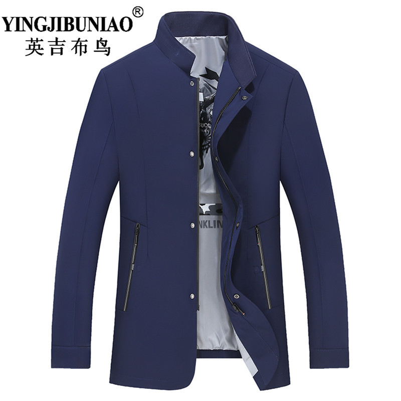 [ 100 To 255 Pounds to wear] 2021 Spring and autumn season new pattern men's wear Middle-aged and young man Stand collar Mid length version Windbreaker