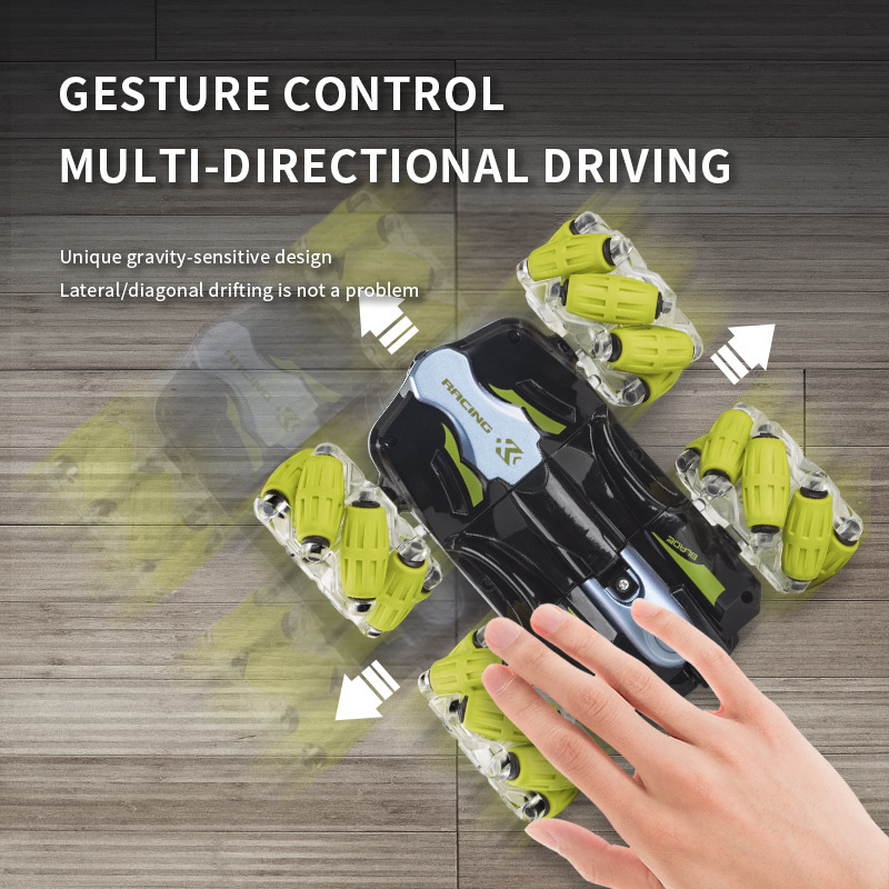 Cross-Border side-walking double-sided remote control car with light music stunt car 360 gesture induction children's car toys
