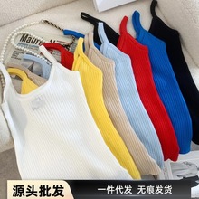 现货新款多色实拍fever车静媛泫雅徐梦洁罗纹条针织吊带韩国博主