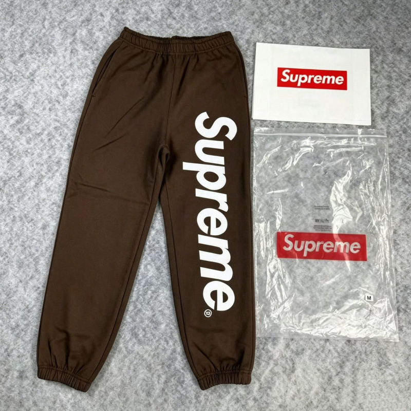 A309#classic big logo hooded sweatpants coffee color / S
