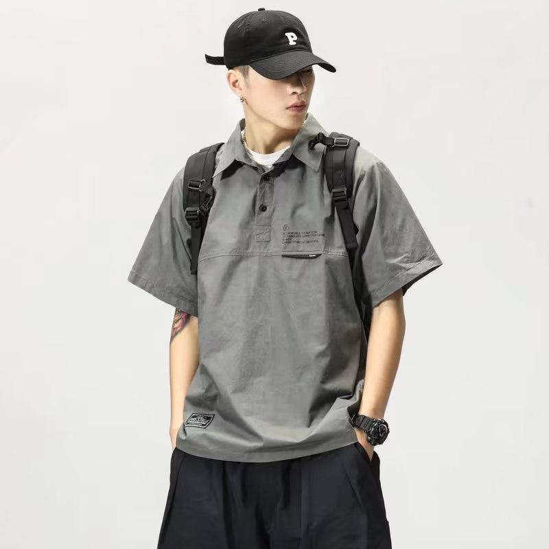 Camiseta de todo fósforo, camisa de polo de manga corta con solapa, camiseta de verano de marca de moda para hombres, versión coreana de la tendencia delgada 2024 nuevo