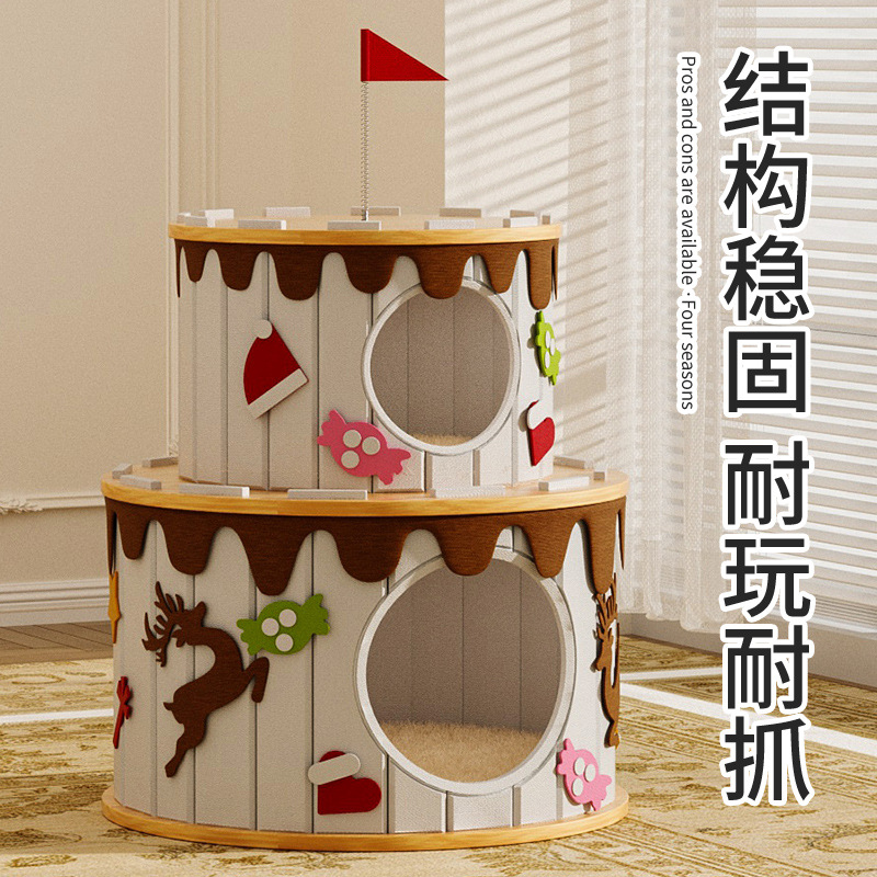 DIY pastel de cumpleaños gato nido grueso resistente al rasguño gato agarrar tablero de gato mascota gato agarrar tablero de fieltro pastel modelado gato nido