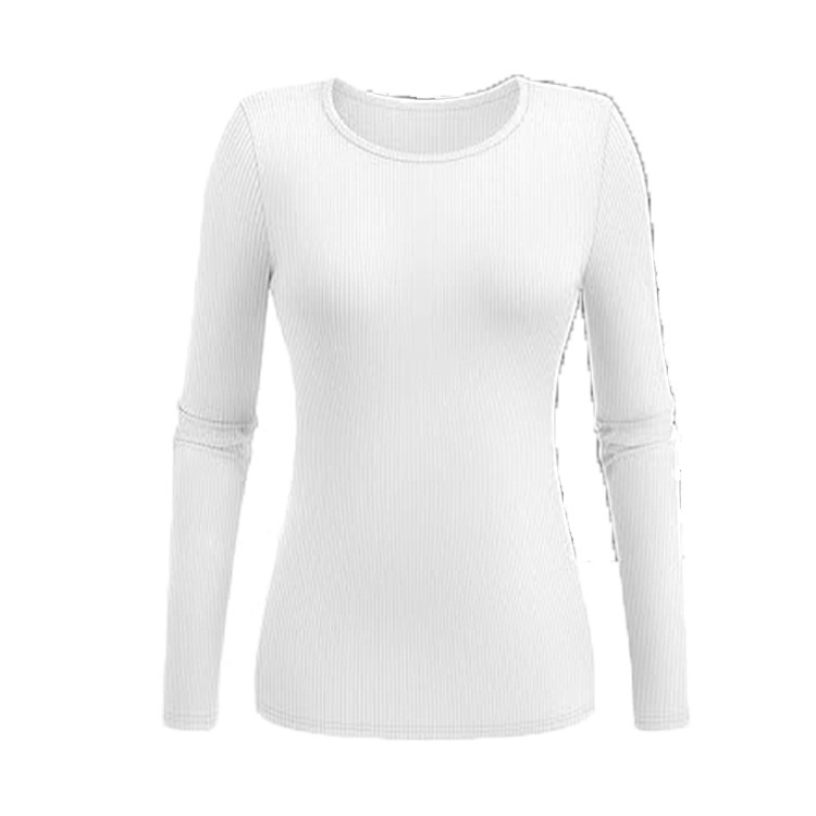 ヨーロッパとアメリカの女性のカジュアル、快適で多用途なラウンドネック長袖Tシャツ、春と秋のマルチカラーのタイトなリブボトムシャツトップ|undefined