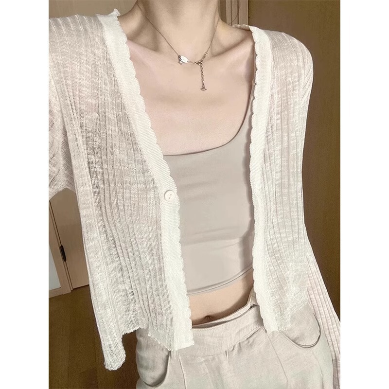 Dropshipping Thin Ice Silk Knit Sun Protection Cardigan for Women, Summer Short Top Jacket, Air Conditioning Shirt, Stylish for Commuting Dropshipping Thin Ice Silk Knit Sun Protection Cardigan for Women, Summer Short Top Jacket, Air Conditioning Shirt, Stylish for Commuting