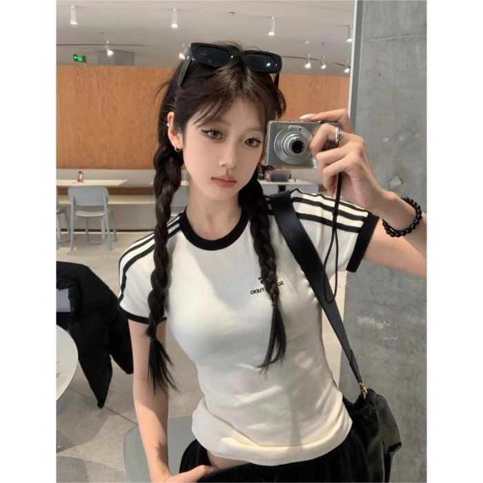 外国貿易の夏の新型ins個性半袖tシャツの女性の上着はスリムに見えます。|undefined