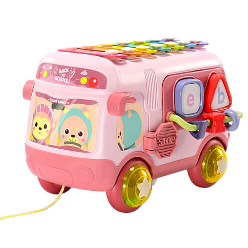 Manufacturer wholesale baby musical toy 8-month-old baby educational multi-function bus 1-3 years old
