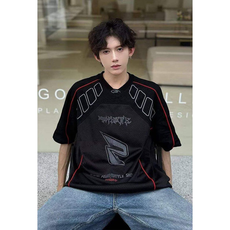 Men's Summer Mesh Quick-dry Breathable Motorcycle-style Short-sleeve Cycling Jersey T-shirt_viptrois.com