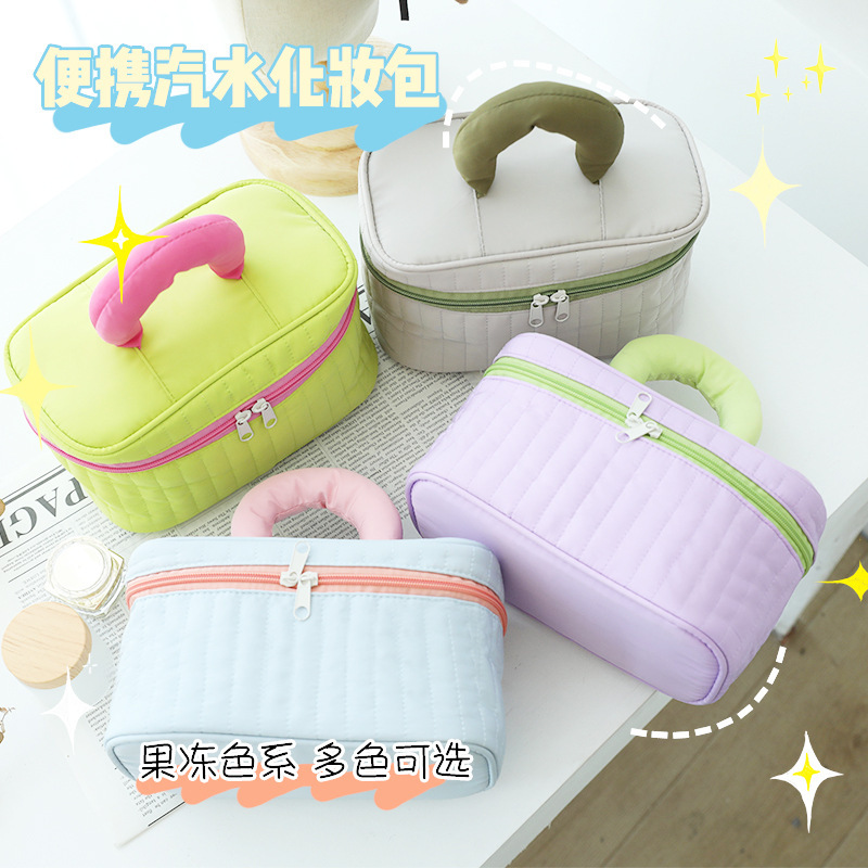 2024 New Color Contrast Cosmetic Bag Large Capacity Advanced Wash Bag Travel Portable Storage Bag High Color Value 2024 New Color Contrast Cosmetic Bag Large Capacity Advanced Wash Bag Travel Portable Storage Bag High Color Value