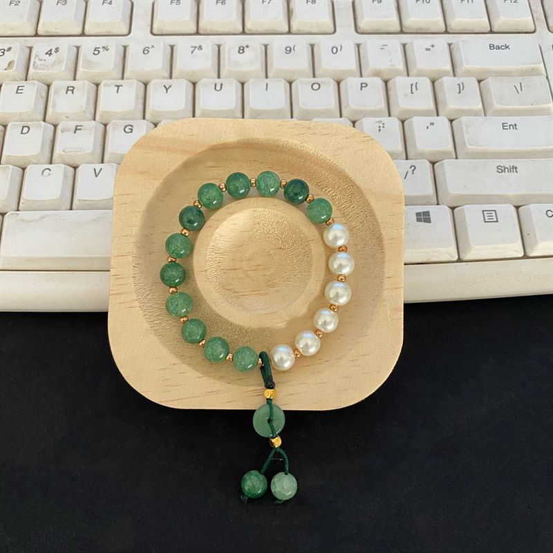 Ancient Jiangnan Strawberry Crystal National Style Bracelet With Ruyi Pendant And Peace Jade Buckle_voghion.com