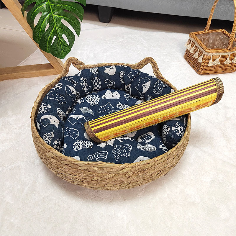 고양이 귀 + 블루 매트 + 매트 + 베개