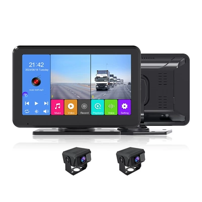 10inch Bsd Truck Four-Way Monitoring Passenger Car Engineering Vehicle Multi-Channel Recorder Carplay Reversing Image Mp5 (Driving recorder) - dual-lens-touch-screen-version-mp5