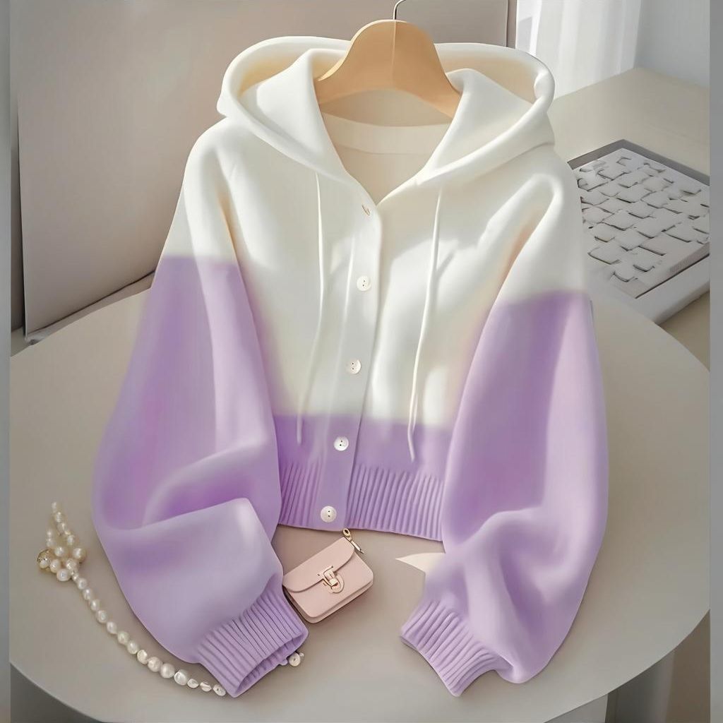 Cardigan, jacket, hoody, knitted demi-season sweater, oversize, western style, increased thickness 4