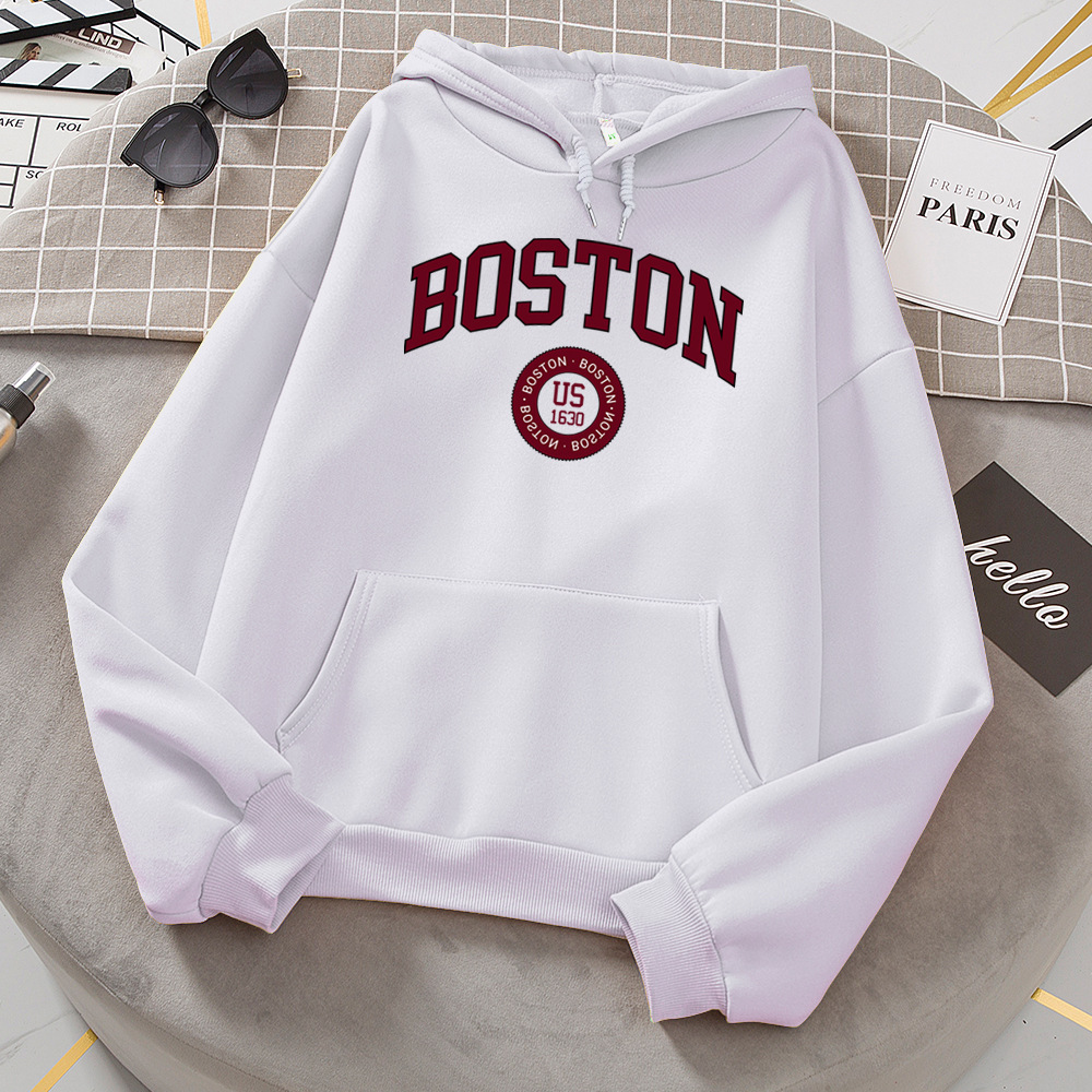 Boston City Us Founded In 1630 Hoodies Women Warm Comfortabl