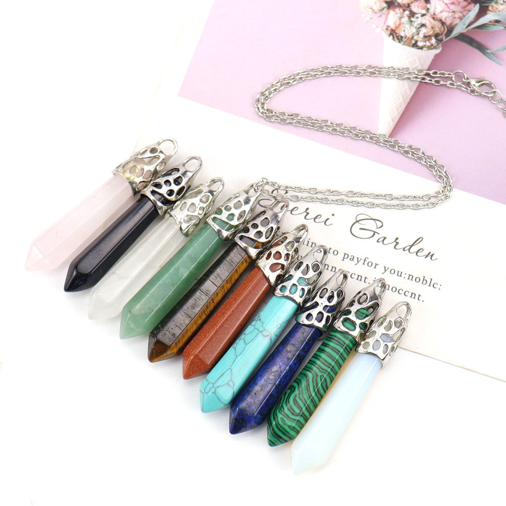 Retro Leaf natural stone Inlay Agate Pendant Necklace 1 Piece