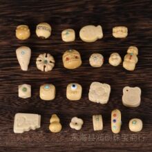 藏式金膏玉雕刻阿呆葫芦骰子DIY文玩佛珠手链配件散珠饰品配饰