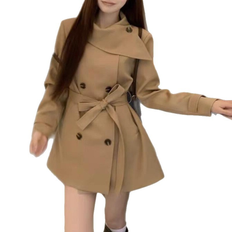 2025秋网红新款英伦风双排扣韩版通勤风衣外套女设计感小个子外套|undefined