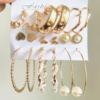 Fashion gold hoop earrings ladies pearl punk earrngs set