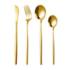 Set stainless steel, golden tableware, 24 pieces