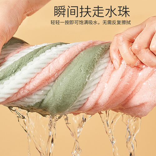 Thick Double Layer Quick-Drying Towel Hat for Women, Wholesale, Coral Velour, Non- shedding, Head Scarf for Dry Shampoo