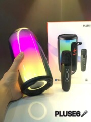 跨境新款脈動6麥克風PLUSE6無線話筒K歌藍牙律動炫彩戶外便攜音箱