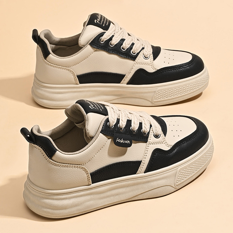 2025 primavera zapatos blancos nuevos ins coreanos para niñas zapatos de skate de altura gruesa zapatos casuales zapatos de moda image 3