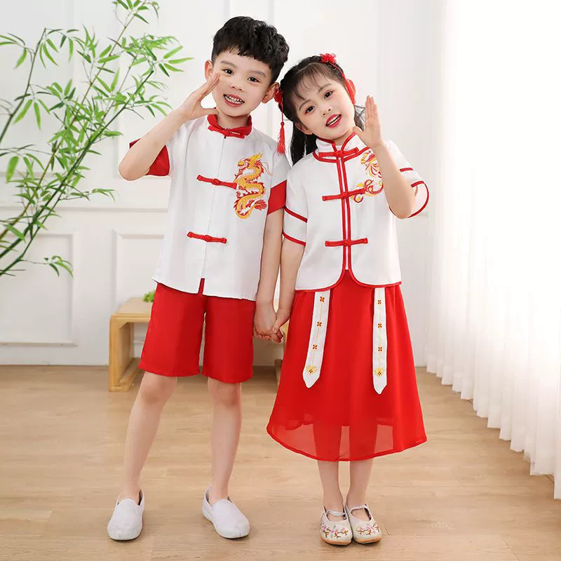 Детский древний костюм Одежда Guoxue в китайском стиле для мальчиков и девочек Китайская Республика Одежда для выступлений для учащихся начальной и средней школы Стихотворение Одежда для выпускных классов